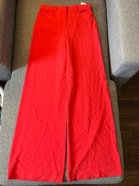 Theory Grenadine/Coral Red High-Waist Trousers